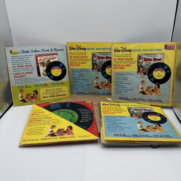 VTG Mixed Lot of 5 Walt Disney Read Along Books And Records 33 1/3 RPM-Flaws - Picture 16 of 16